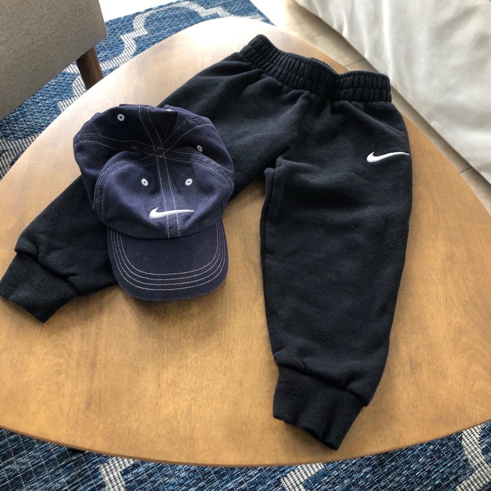 3T Nike Black Cotton Sweatpants. Free hat.
